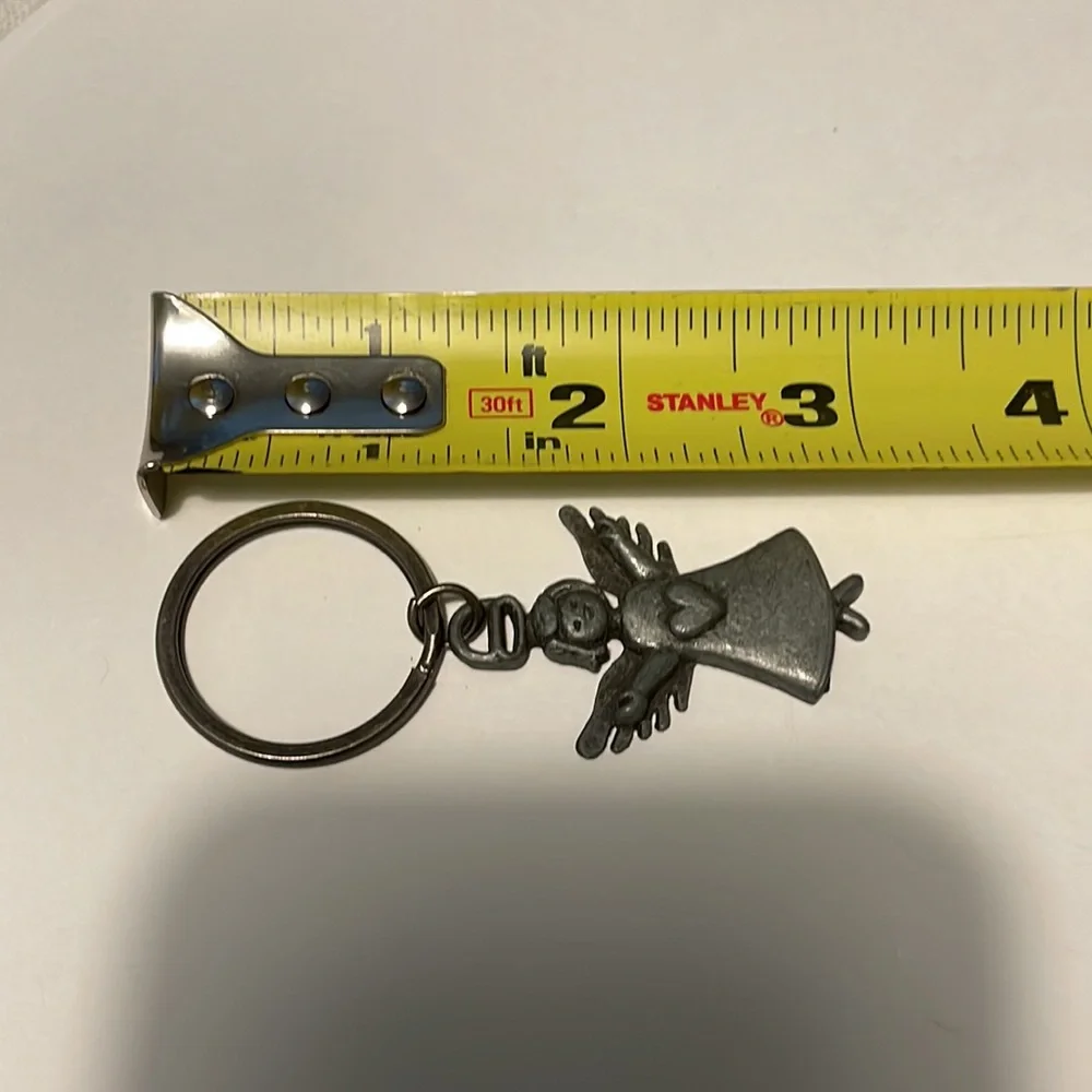 Vintage silver angel heart keychain